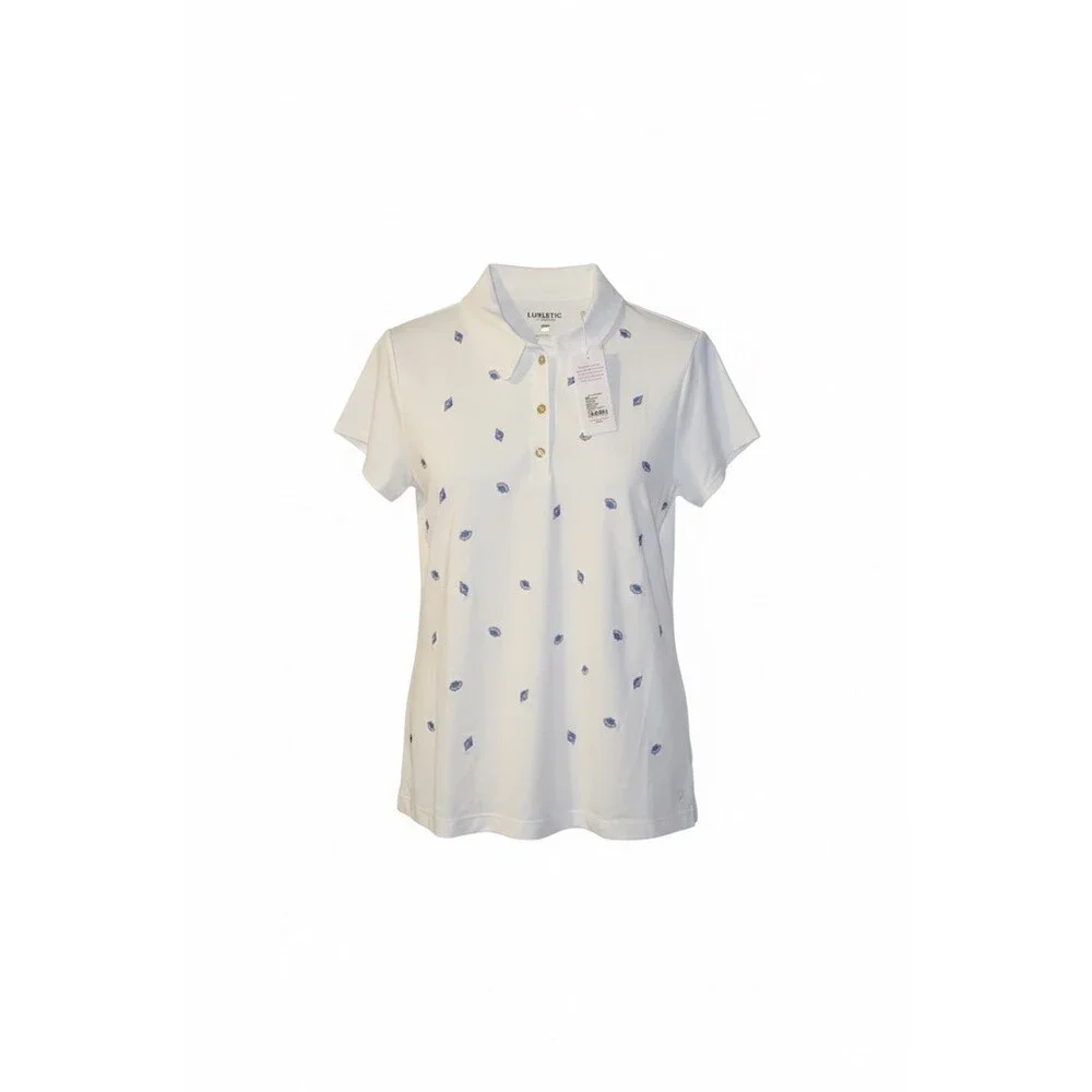 Lilly Pulitzer Luxletic Frida Polo Womens XL White UPF 50+ Gone Shellin NWT - Picture 3 of 7